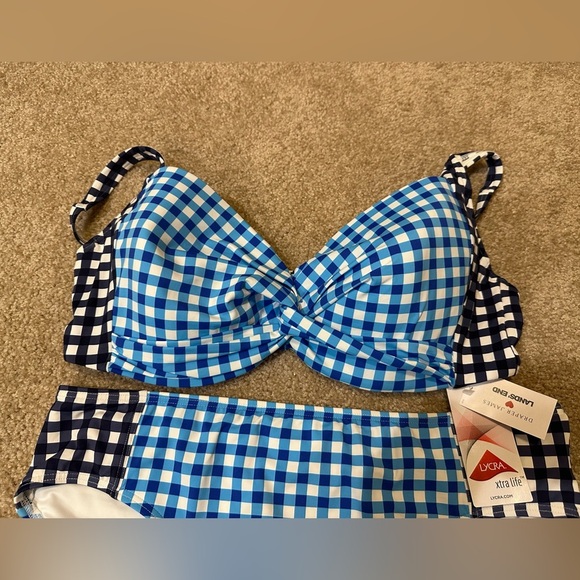 NWT Draper James x Lands' End Blue Gingham Swim Set Size 14 - Picture 11 of 13